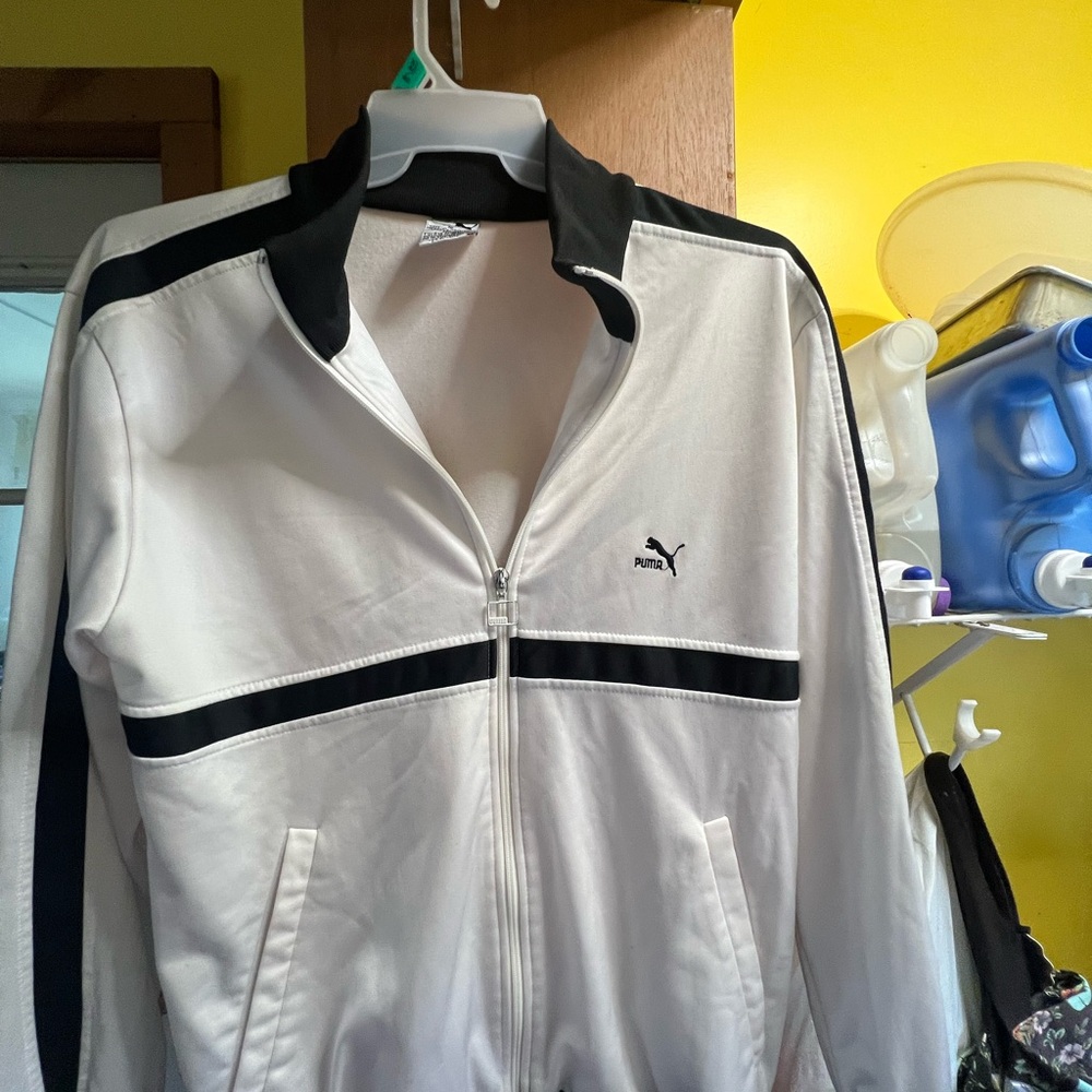Puma Men's White & Black Track Jacket size medium